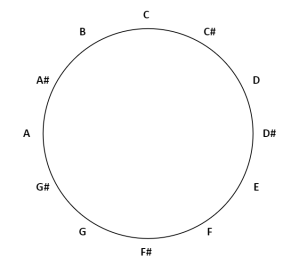 The notes A-G# in a circle